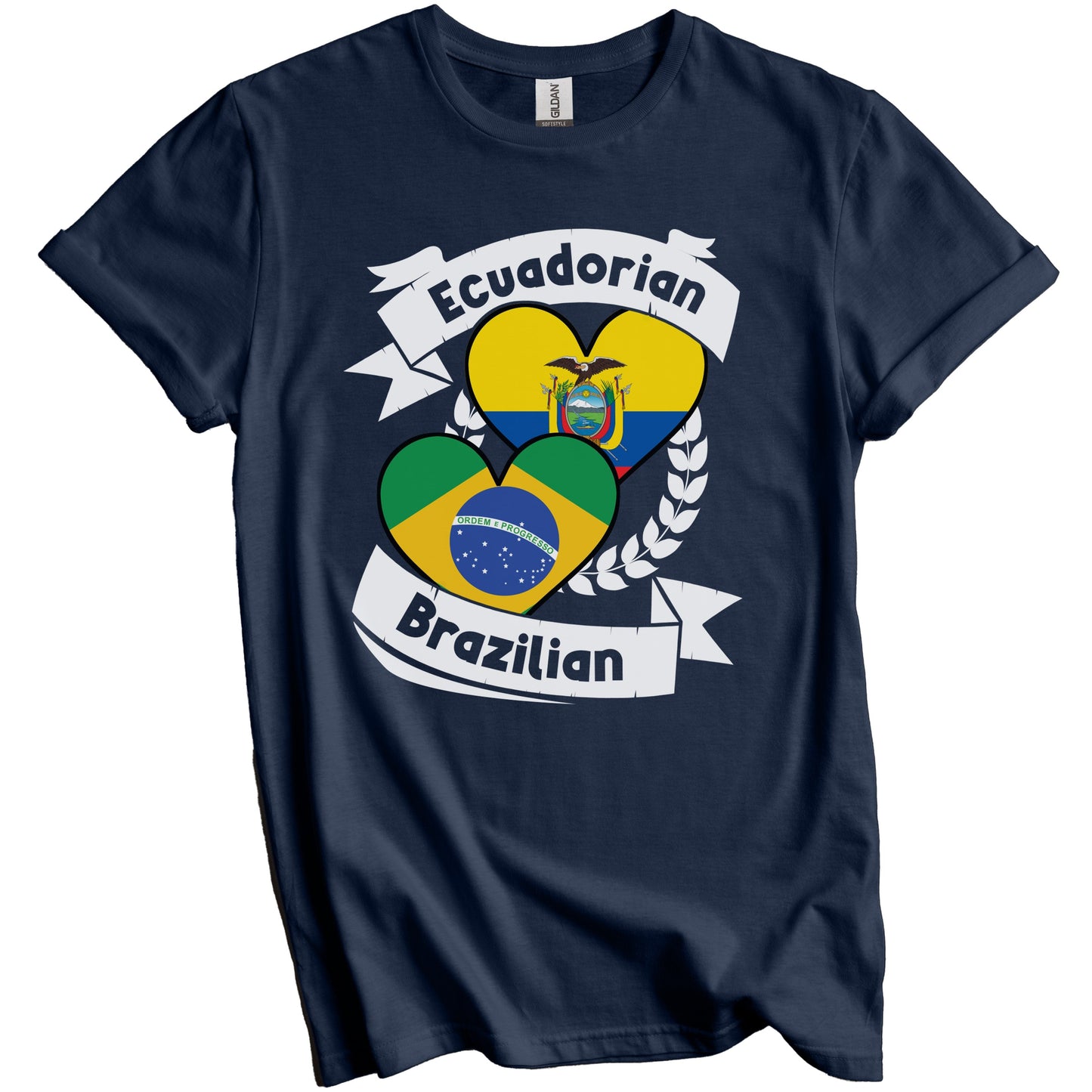 Ecuadorian Brazilian Heart Flags Ecuador Brazil T-Shirt