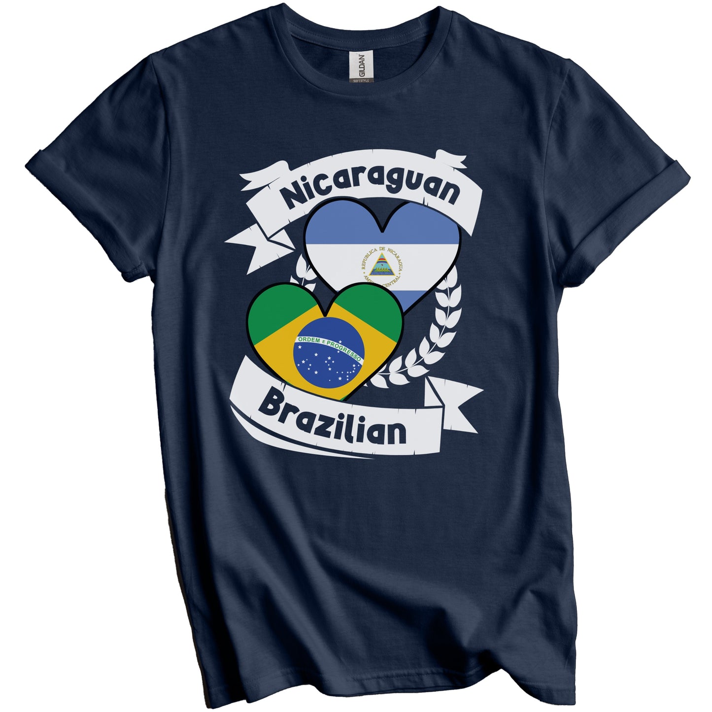 Nicaraguan Brazilian Heart Flags Nicaragua Brazil T-Shirt