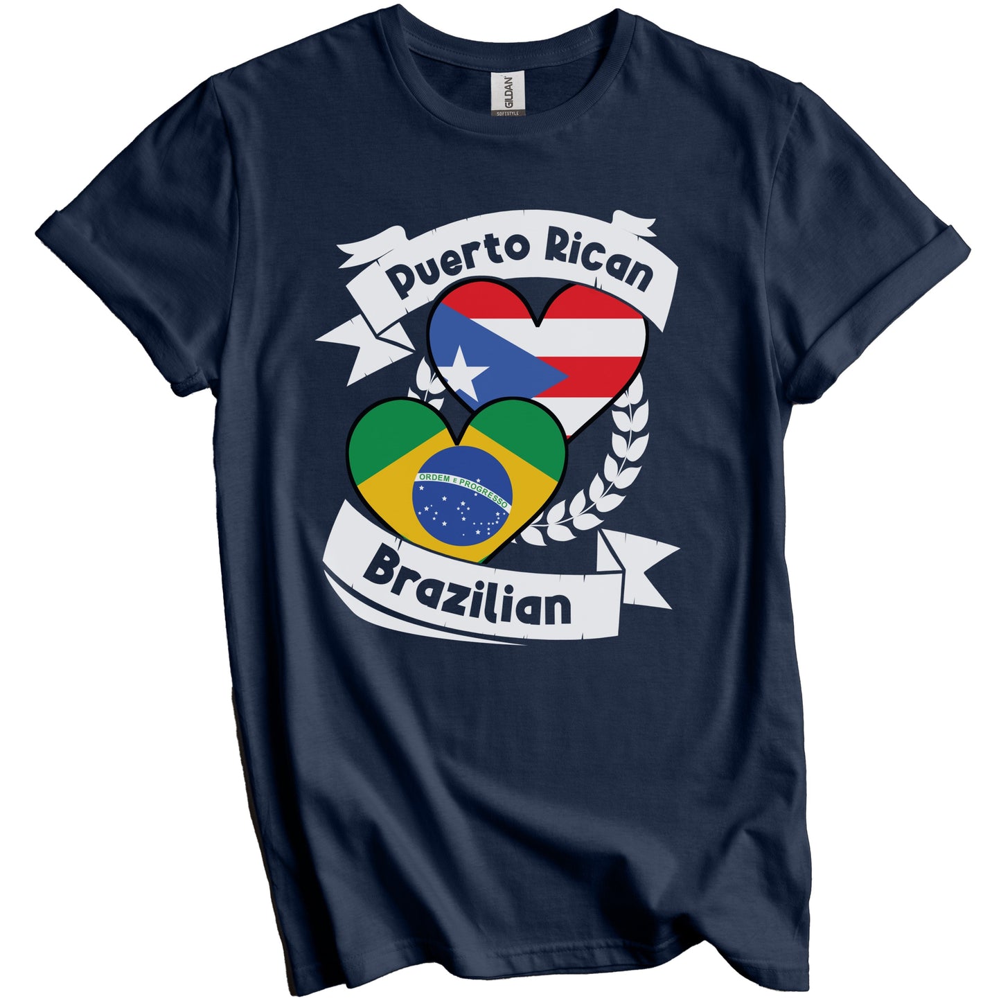 Puerto Rican Brazilian Heart Flags Puerto Rico Brazil T-Shirt