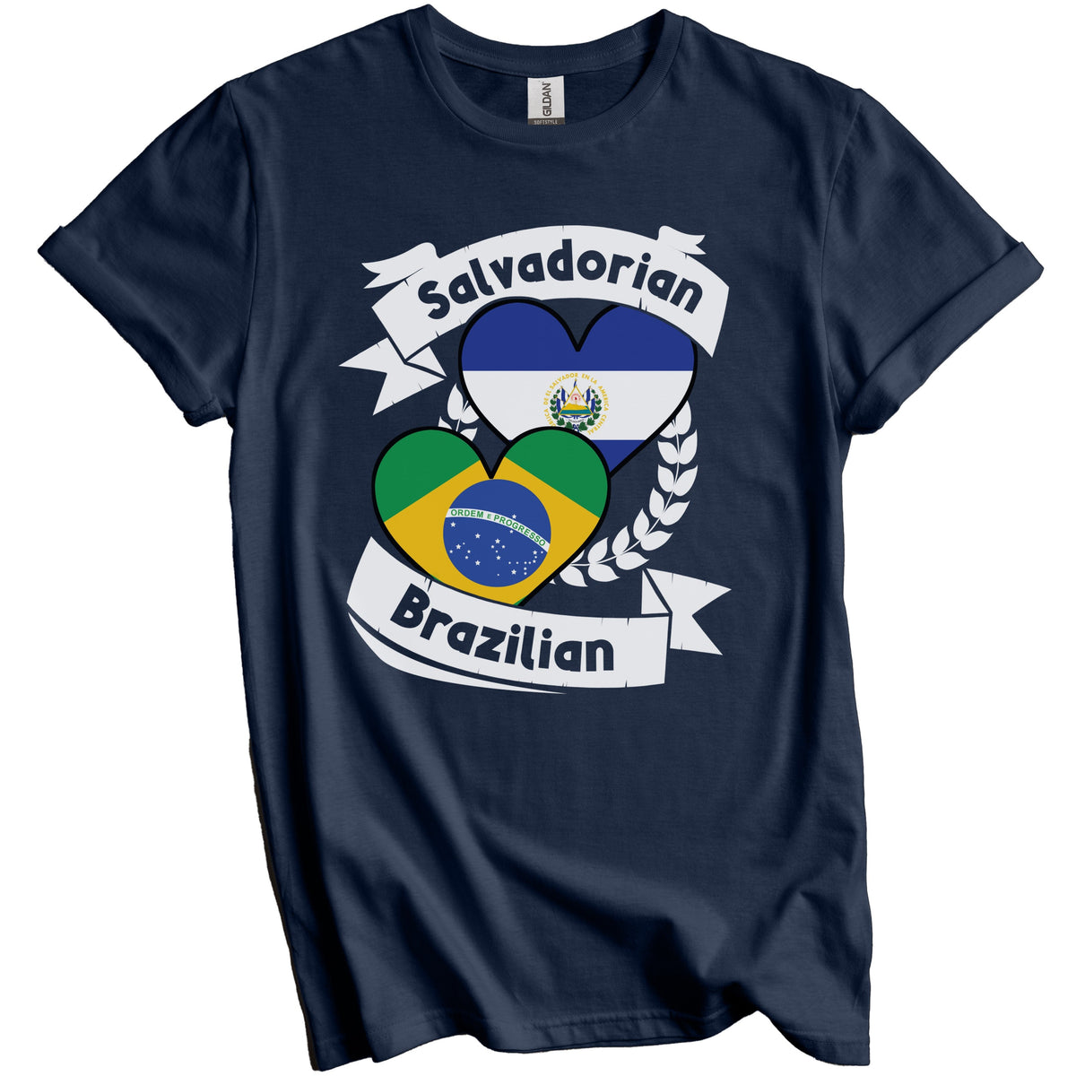 Salvadorian Brazilian Heart Flags El Salvador Brazil T-Shirt
