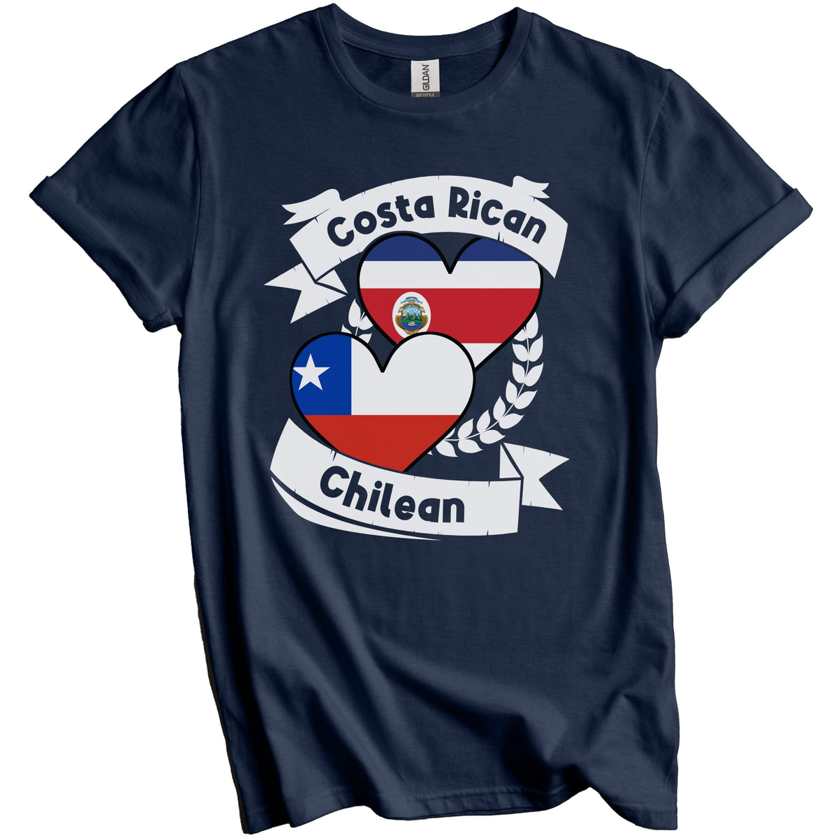 Costa Rican Chilean Heart Flags Costa Rica Chile T-Shirt