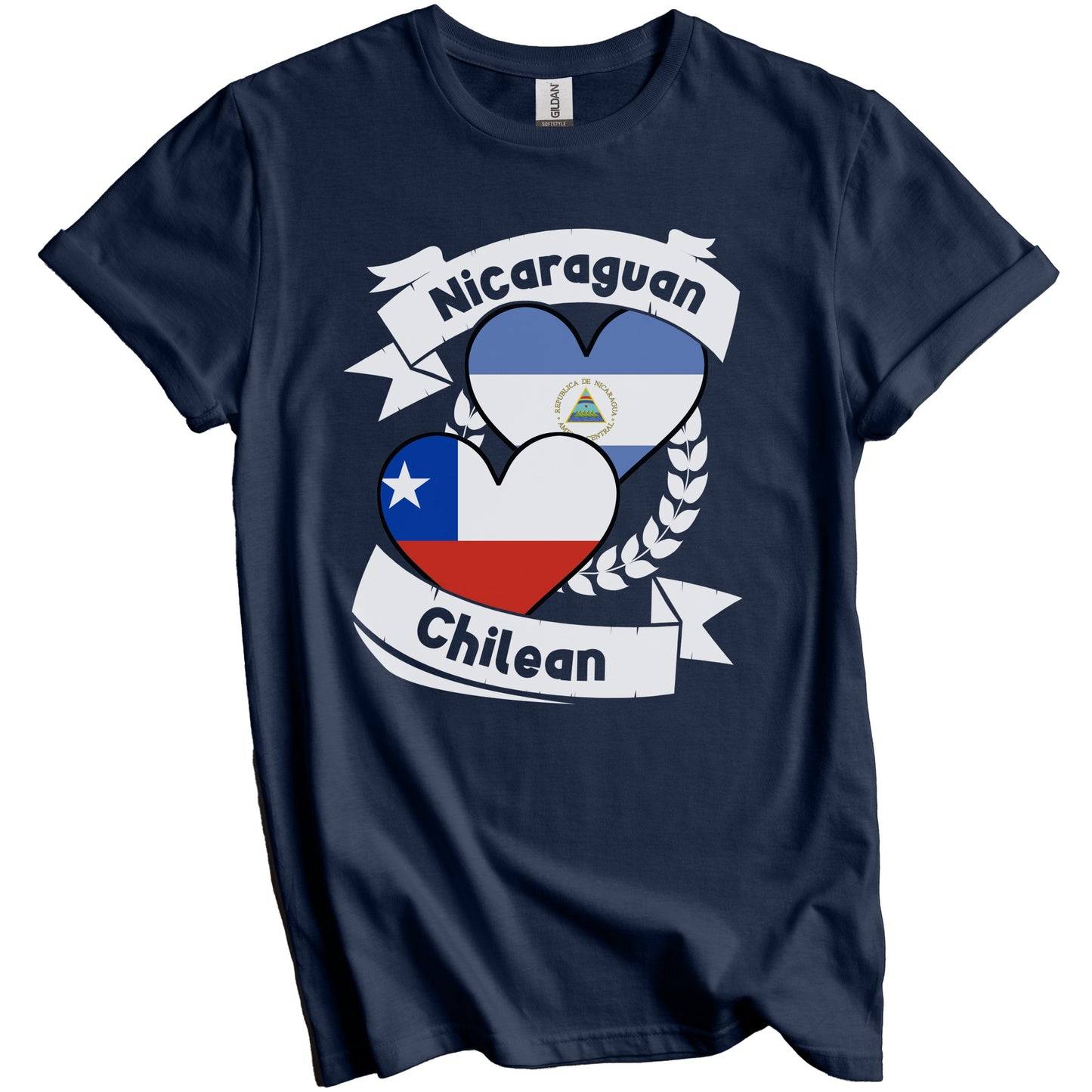 Nicaraguan Chilean Heart Flags Nicaragua Chile T-Shirt
