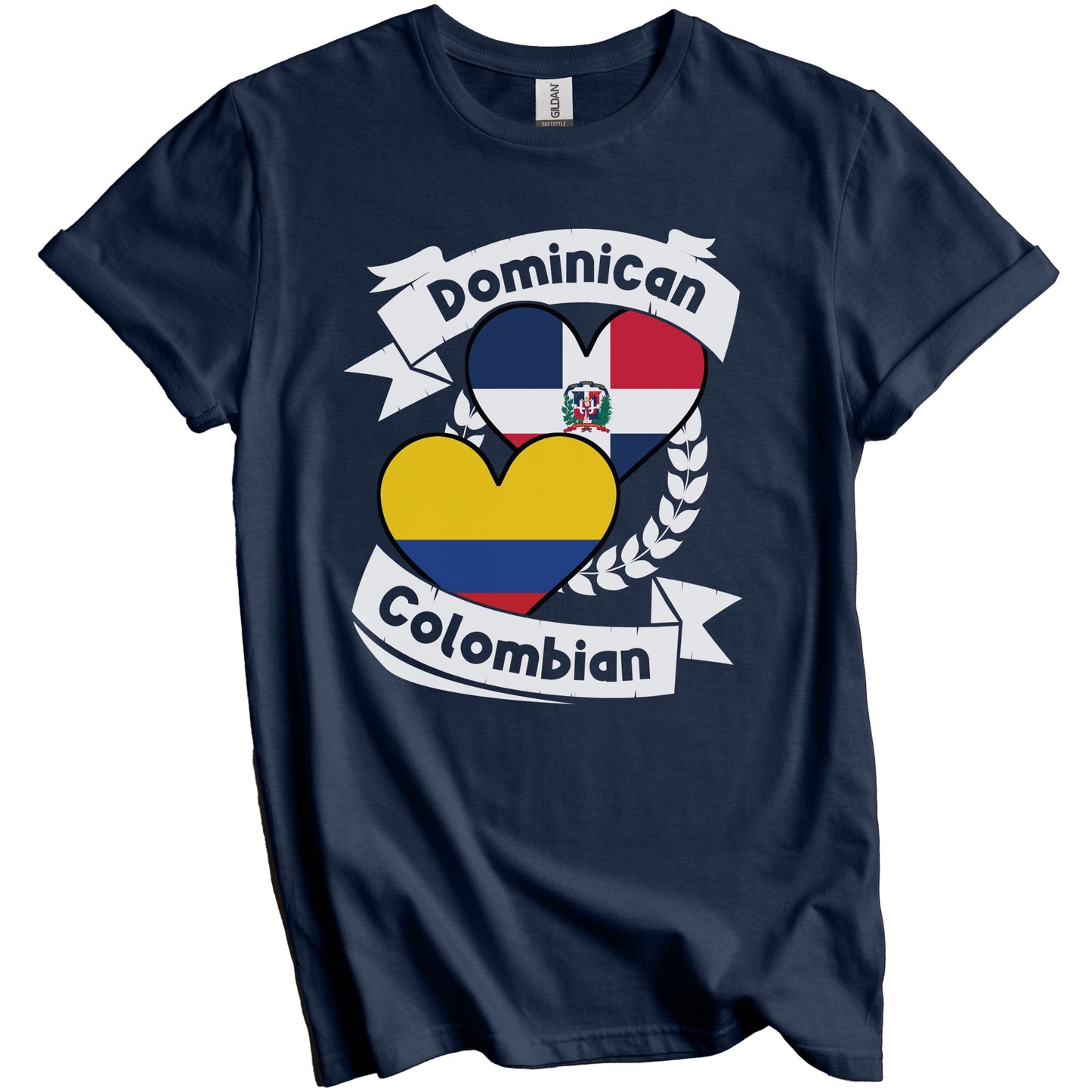 Dominican Colombian Heart Flags Dominican Republic Colombia T-Shirt