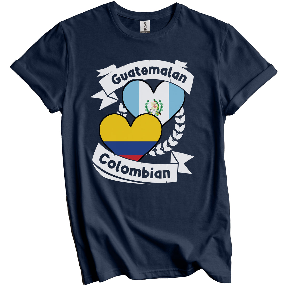 Guatemalan Colombian Heart Flags Guatemala Colombia T-Shirt