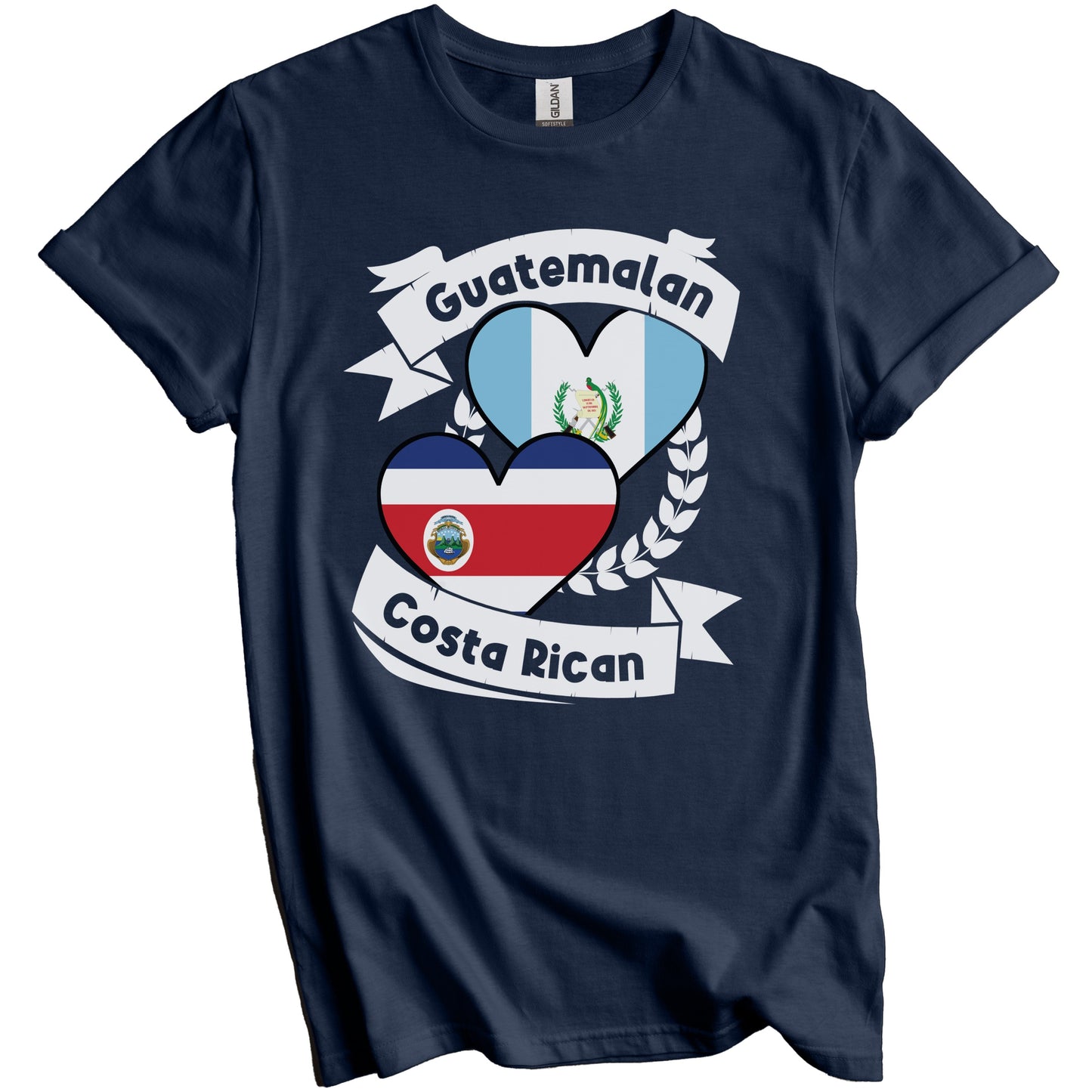 Guatemalan Costa Rican Heart Flags Guatemala Costa Rica T-Shirt
