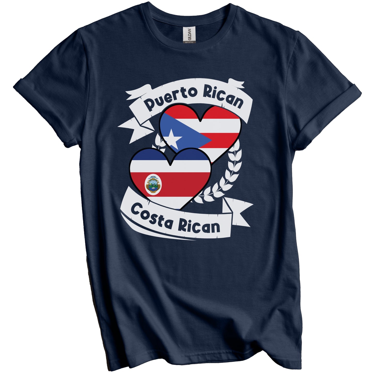 Puerto Rican Costa Rican Heart Flags Puerto Rico Costa Rica T-Shirt