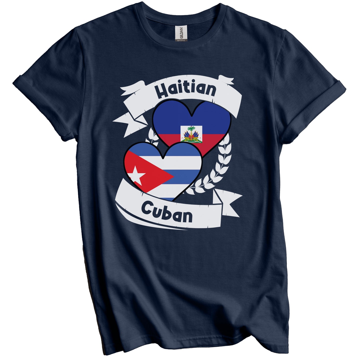 Haitian Cuban Heart Flags Haiti Cuba T-Shirt