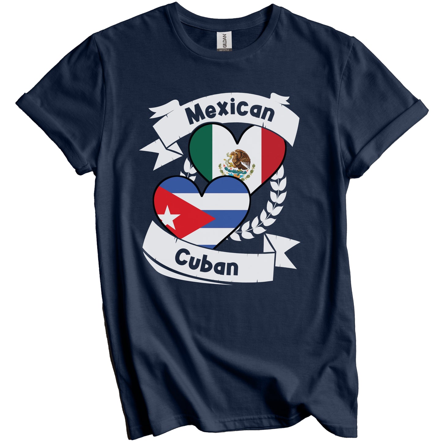 Mexican Cuban Heart Flags Mexico Cuba T-Shirt