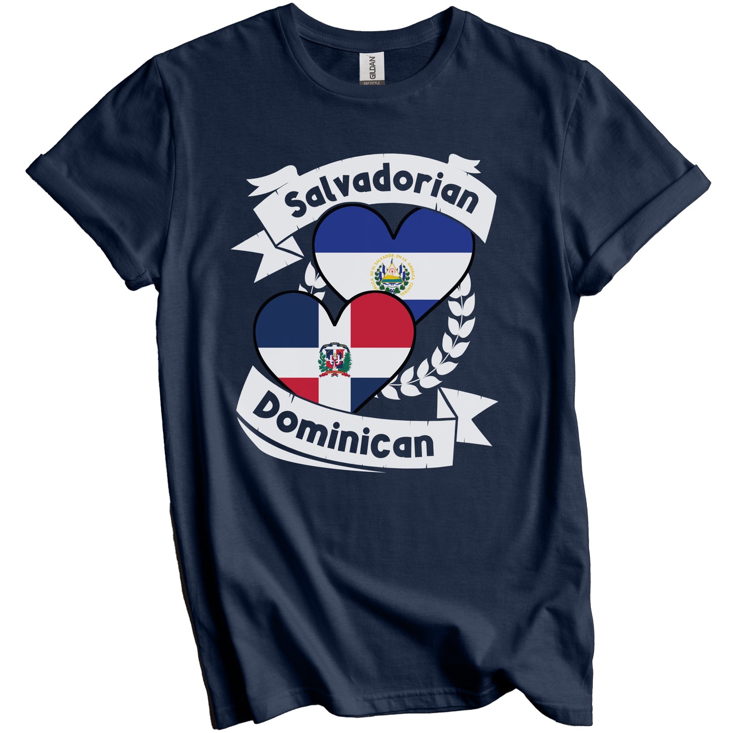 Salvadorian Dominican Heart Flags El Salvador Dominican Republic T-Shirt