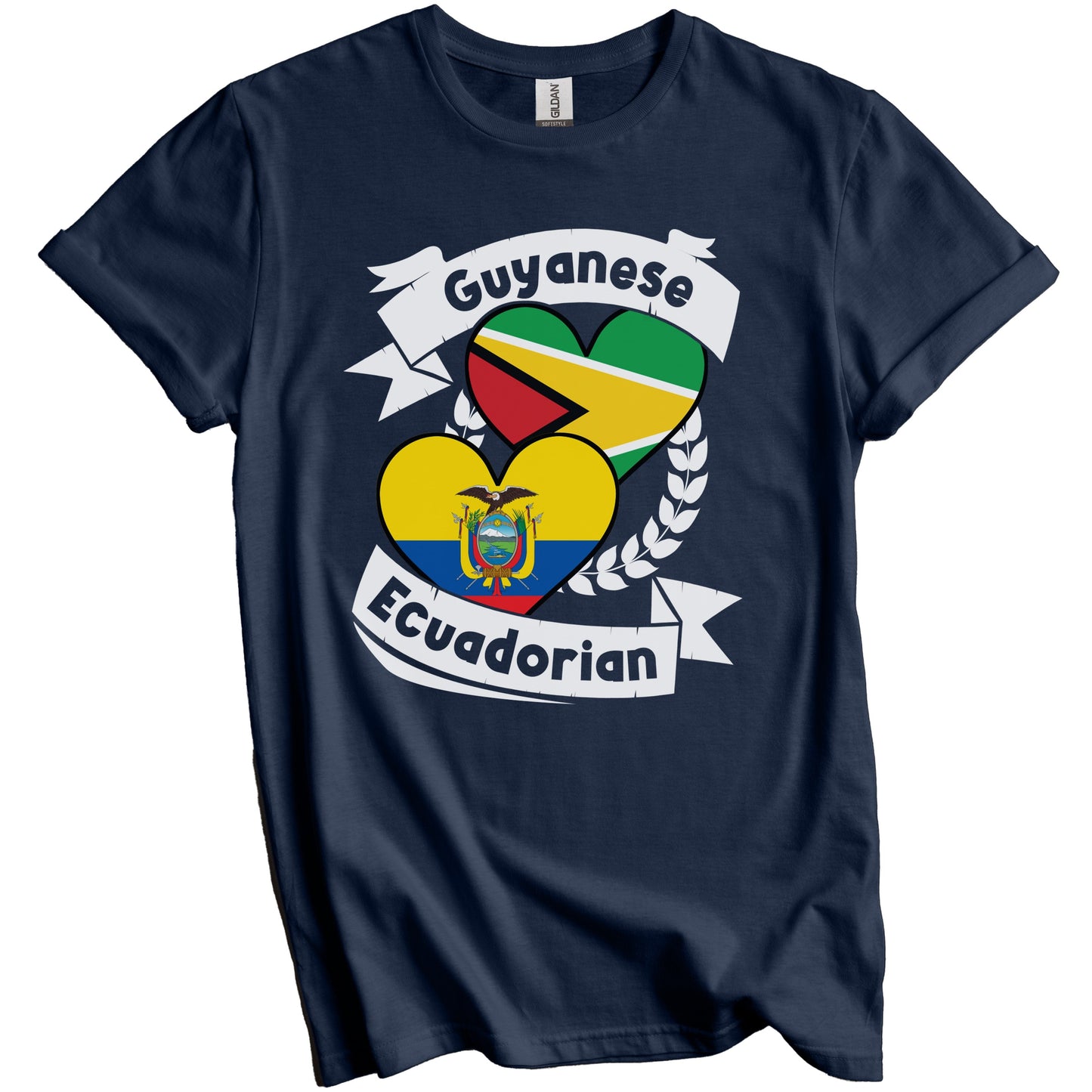 Guyanese Ecuadorian Heart Flags Guyana Ecuador T-Shirt