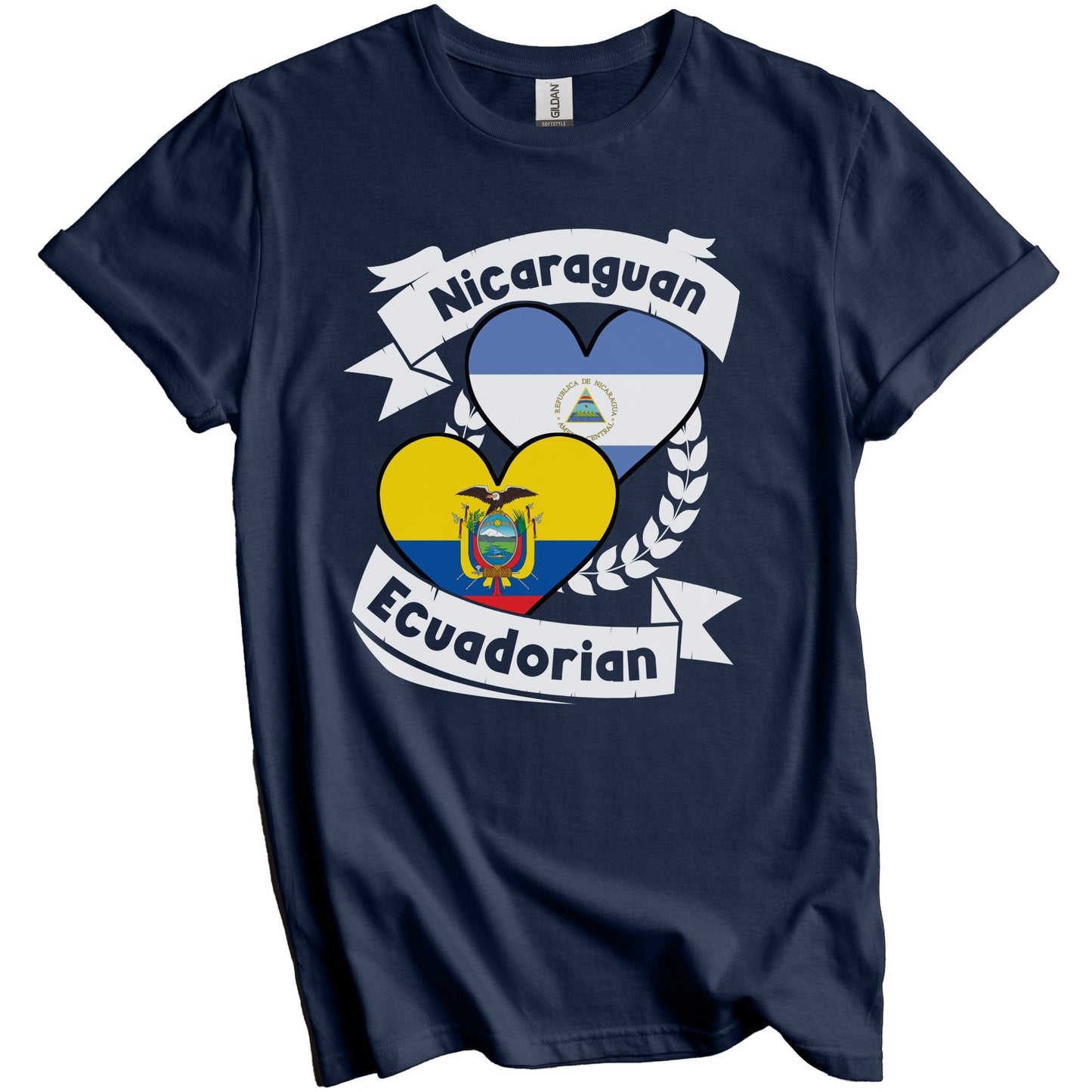 Nicaraguan Ecuadorian Heart Flags Nicaragua Ecuador T-Shirt