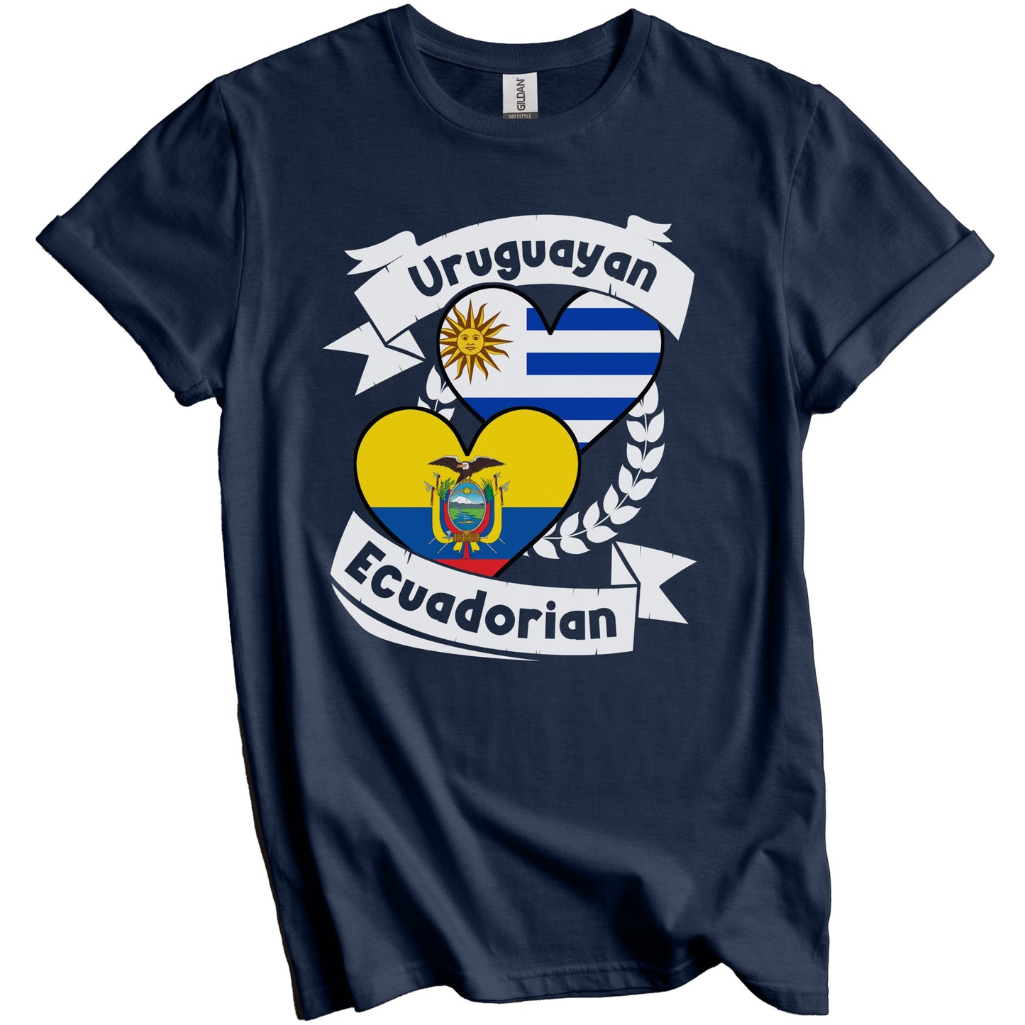 Uruguayan Ecuadorian Heart Flags Uruguay Ecuador T-Shirt