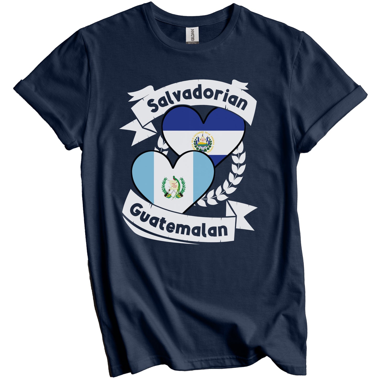 Salvadorian Guatemalan Heart Flags El Salvador Guatemala T-Shirt