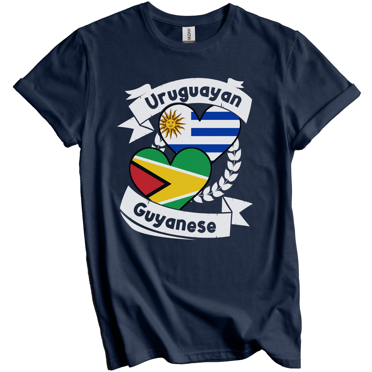 Uruguayan Guyanese Heart Flags Uruguay Guyana T-Shirt