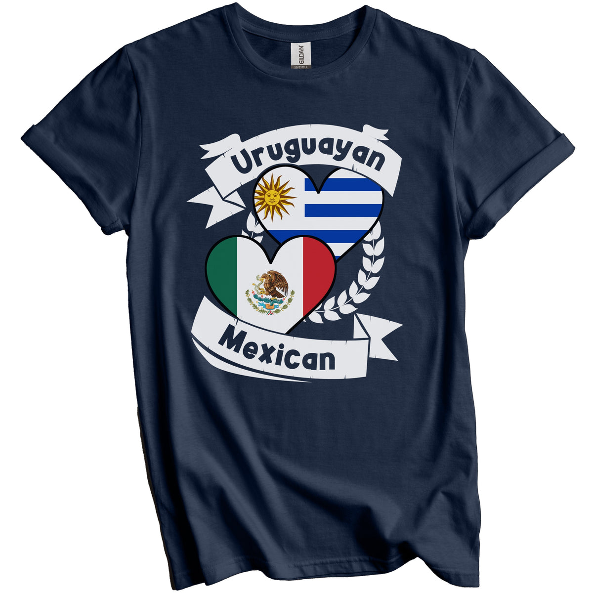 Uruguayan Mexican Heart Flags Uruguay Mexico T-Shirt