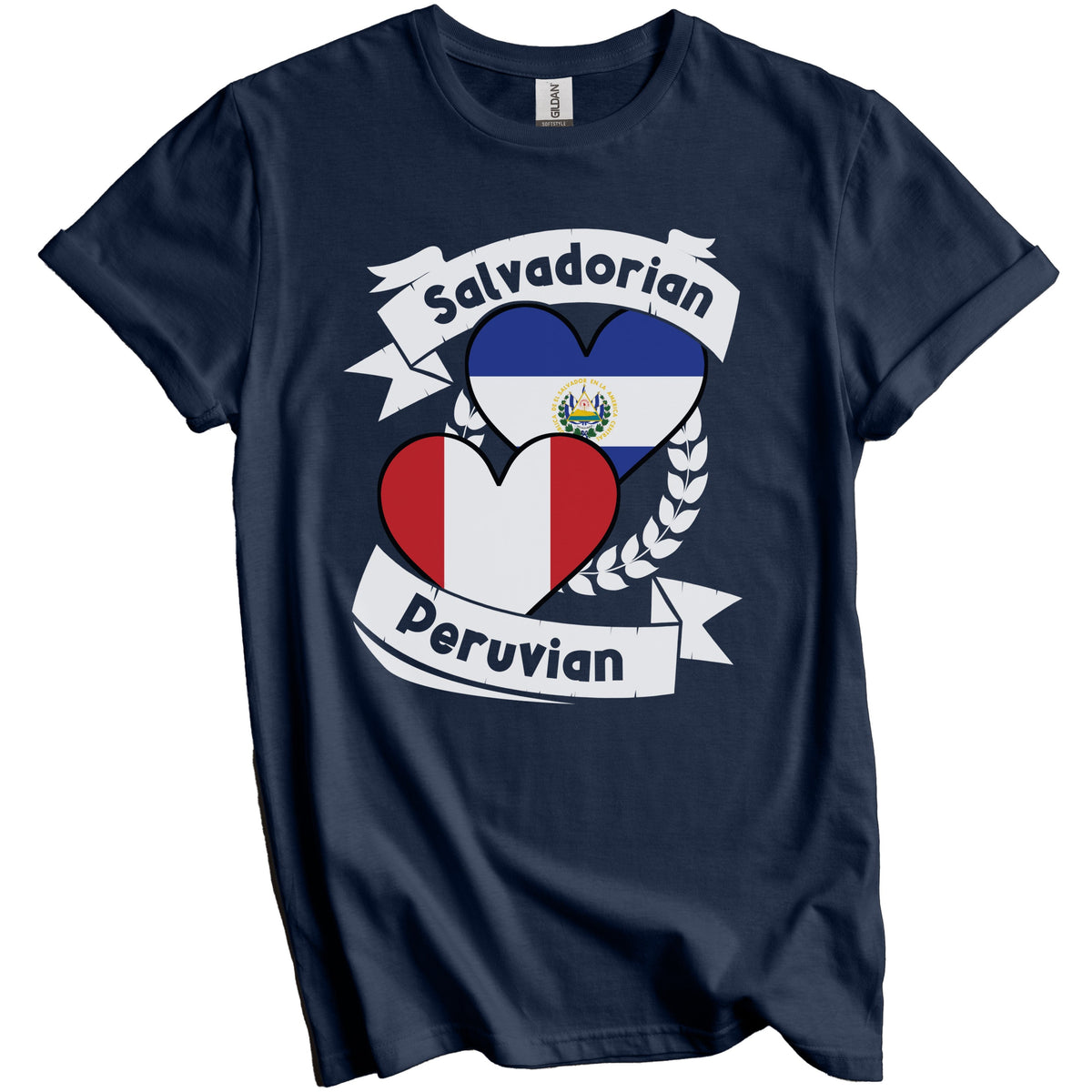 Salvadorian Peruvian Heart Flags El Salvador Peru T-Shirt