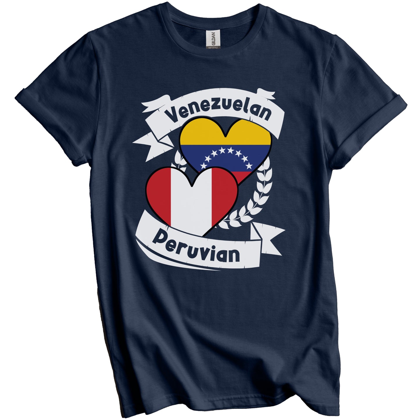 Venezuelan Peruvian Heart Flags Venezuela Peru T-Shirt