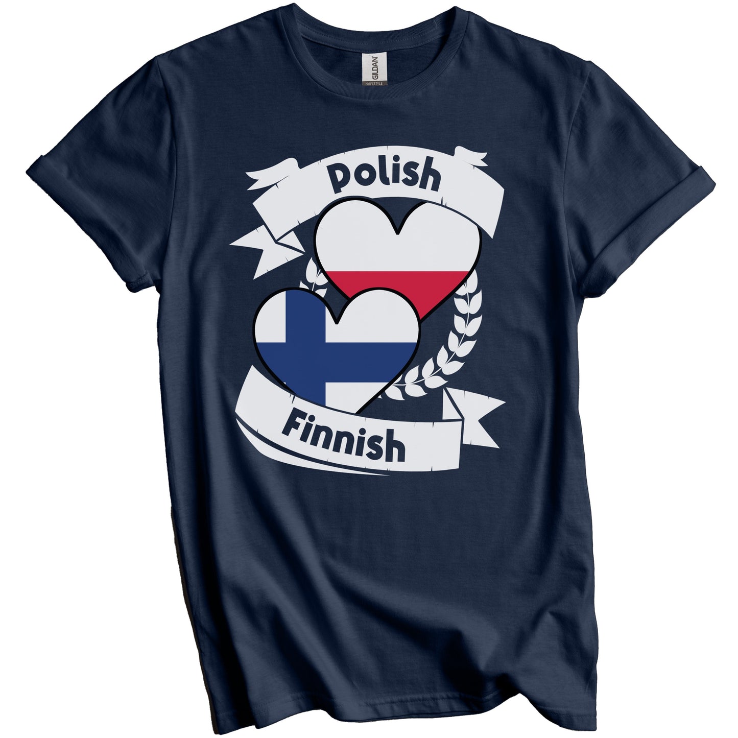 Polish Finnish Heart Flags Poland Finland T-Shirt