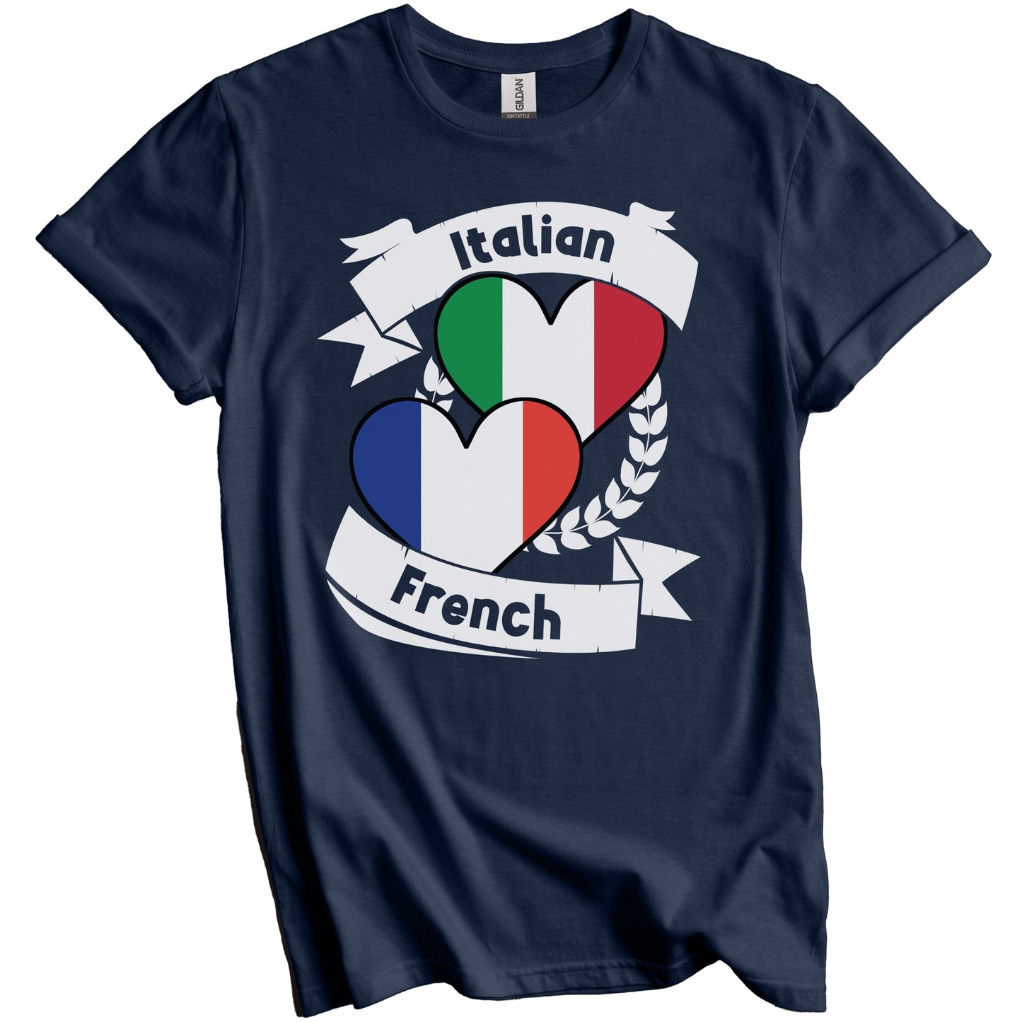 Italian French Heart Flags Italy France T-Shirt