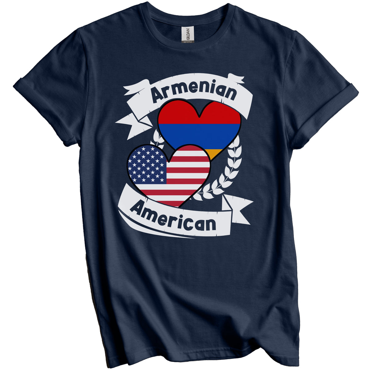 Armenian American Hearts USA Flag Armenia Flag T-Shirt