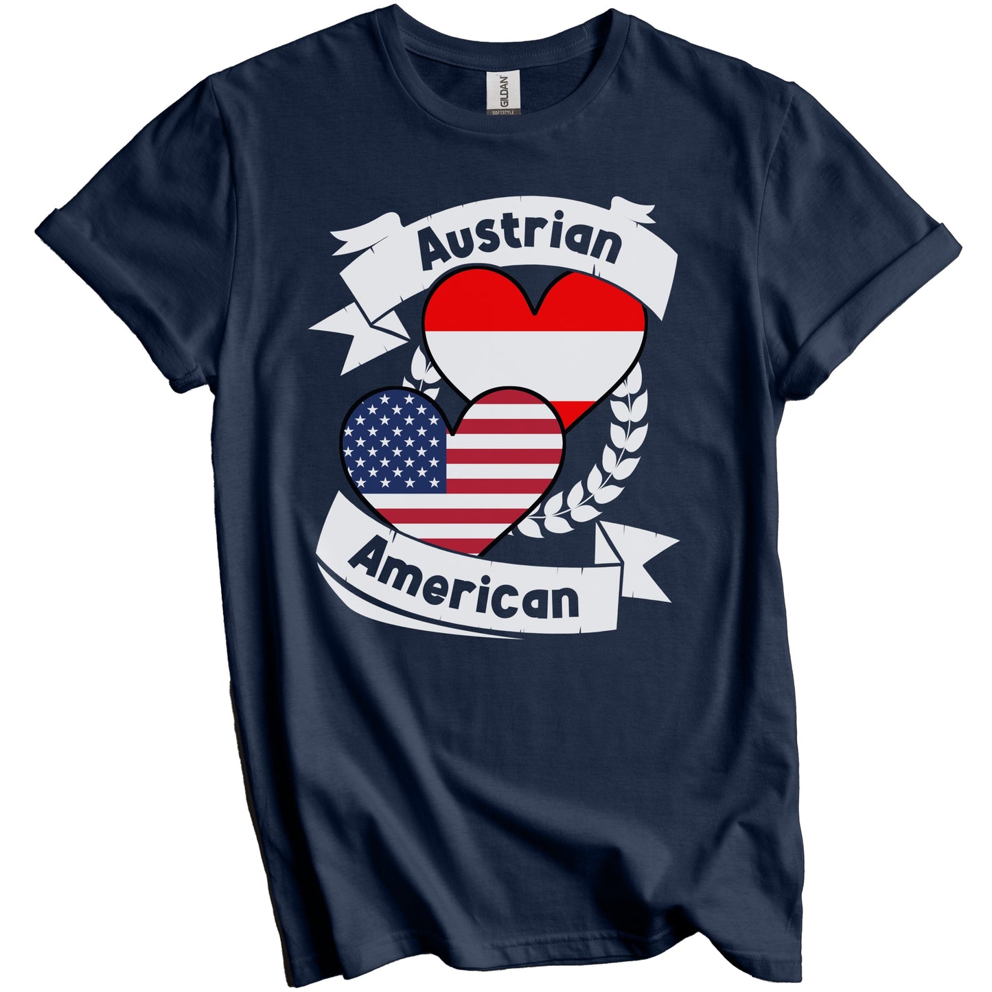 Austrian American Hearts USA Flag Austria Flag T-Shirt