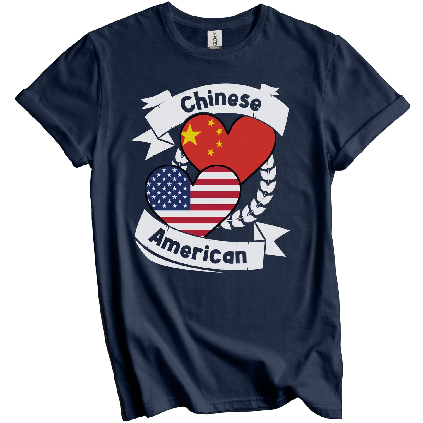 Chinese American Hearts USA Flag China Flag T-Shirt