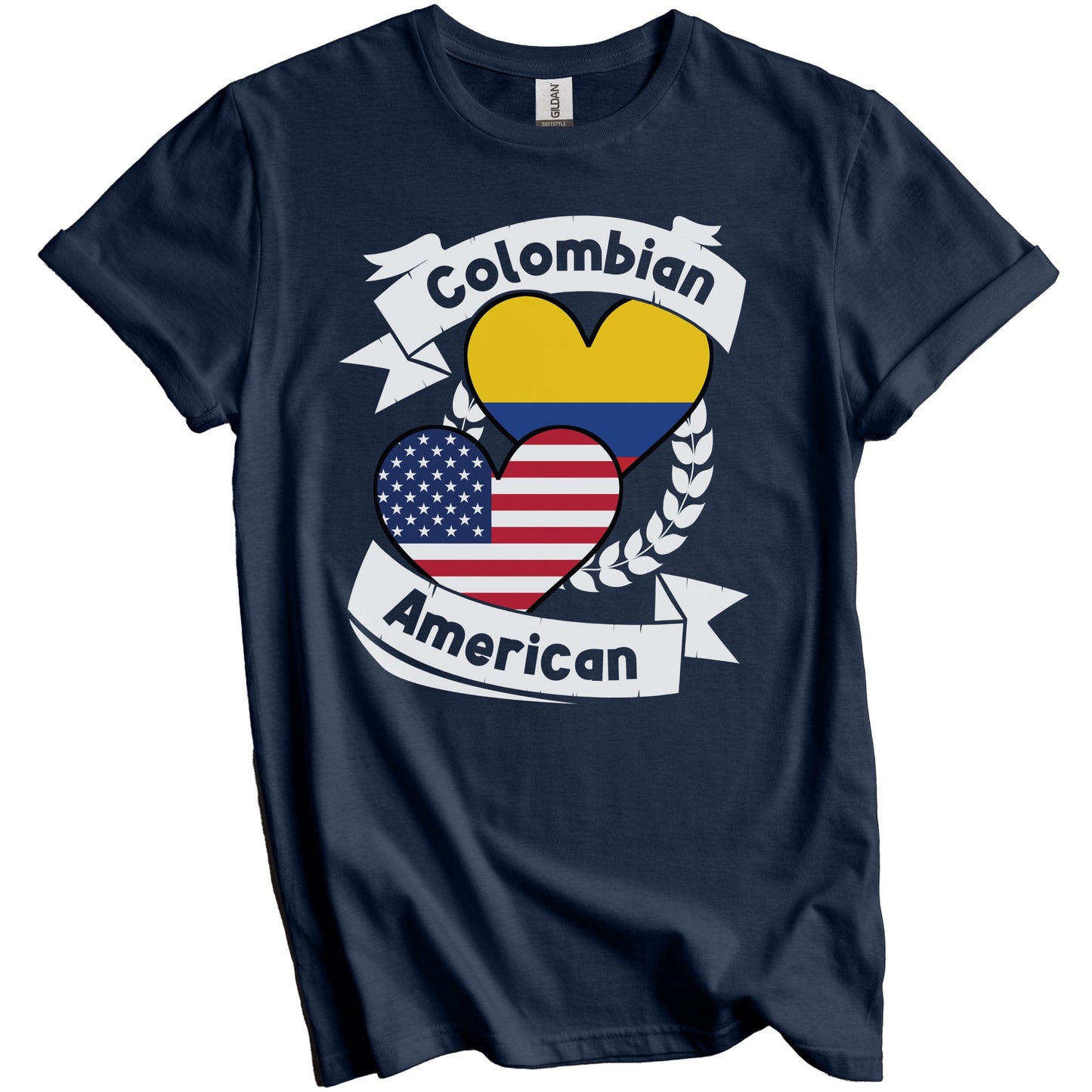 Colombian American Hearts USA Flag Colombia Flag T-Shirt