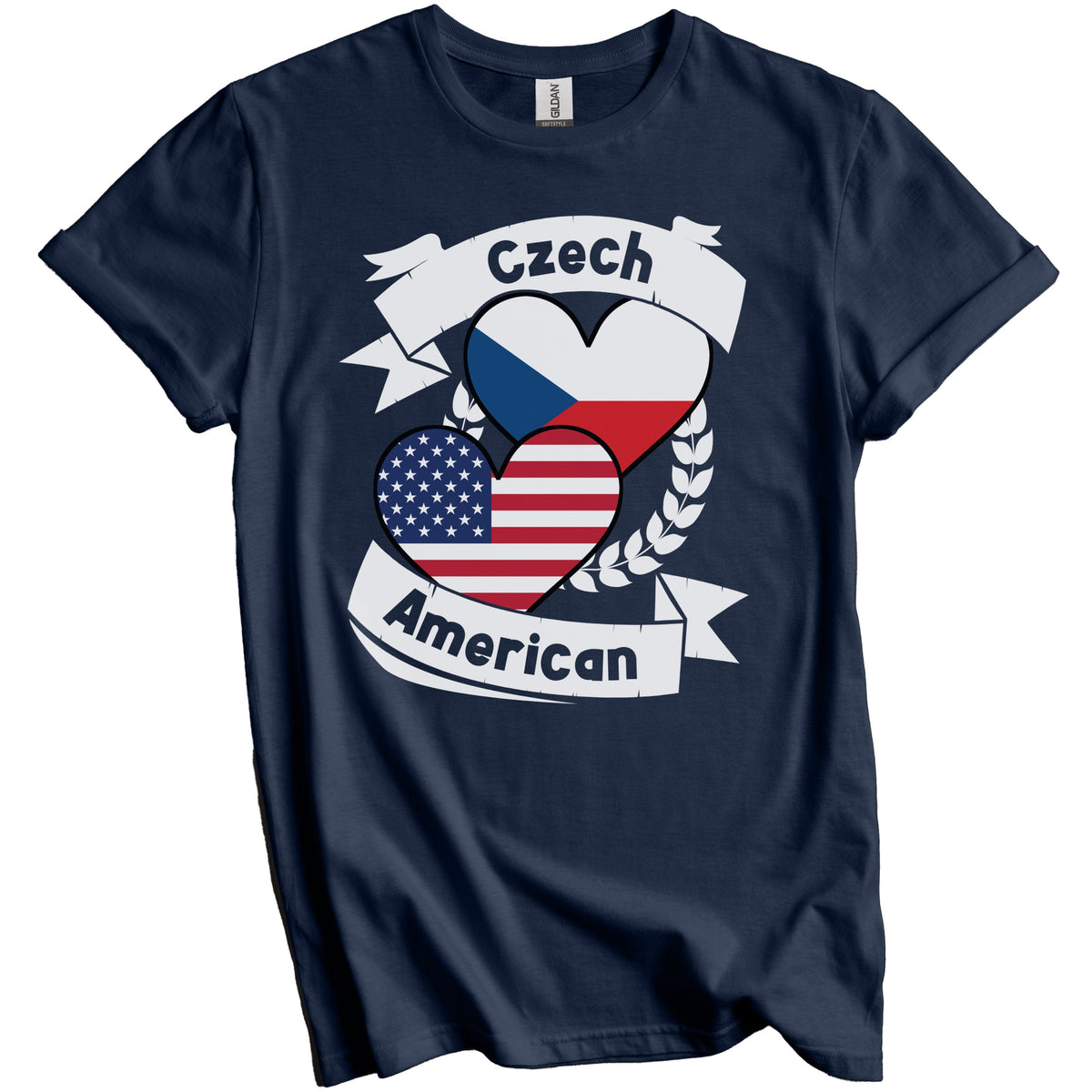 Czech American Hearts USA Flag Czech Republic Flag T-Shirt