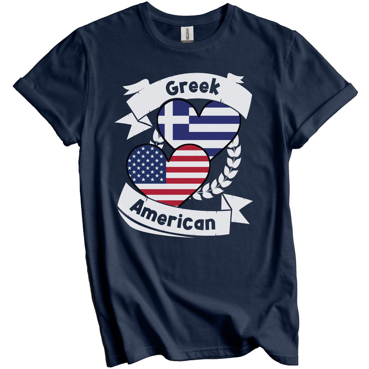 Greek American Hearts USA Flag Greece Flag T-Shirt