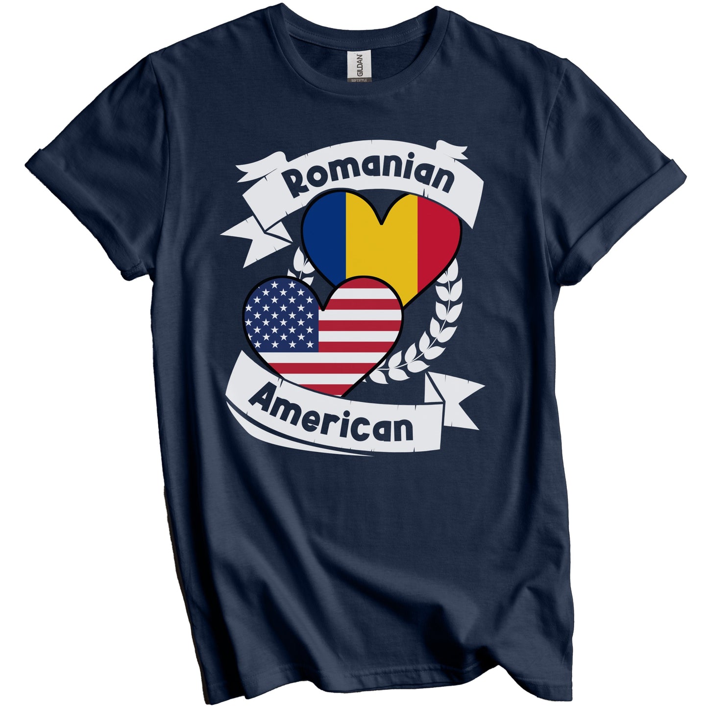 Romanian American Hearts USA Flag Romania Flag T-Shirt