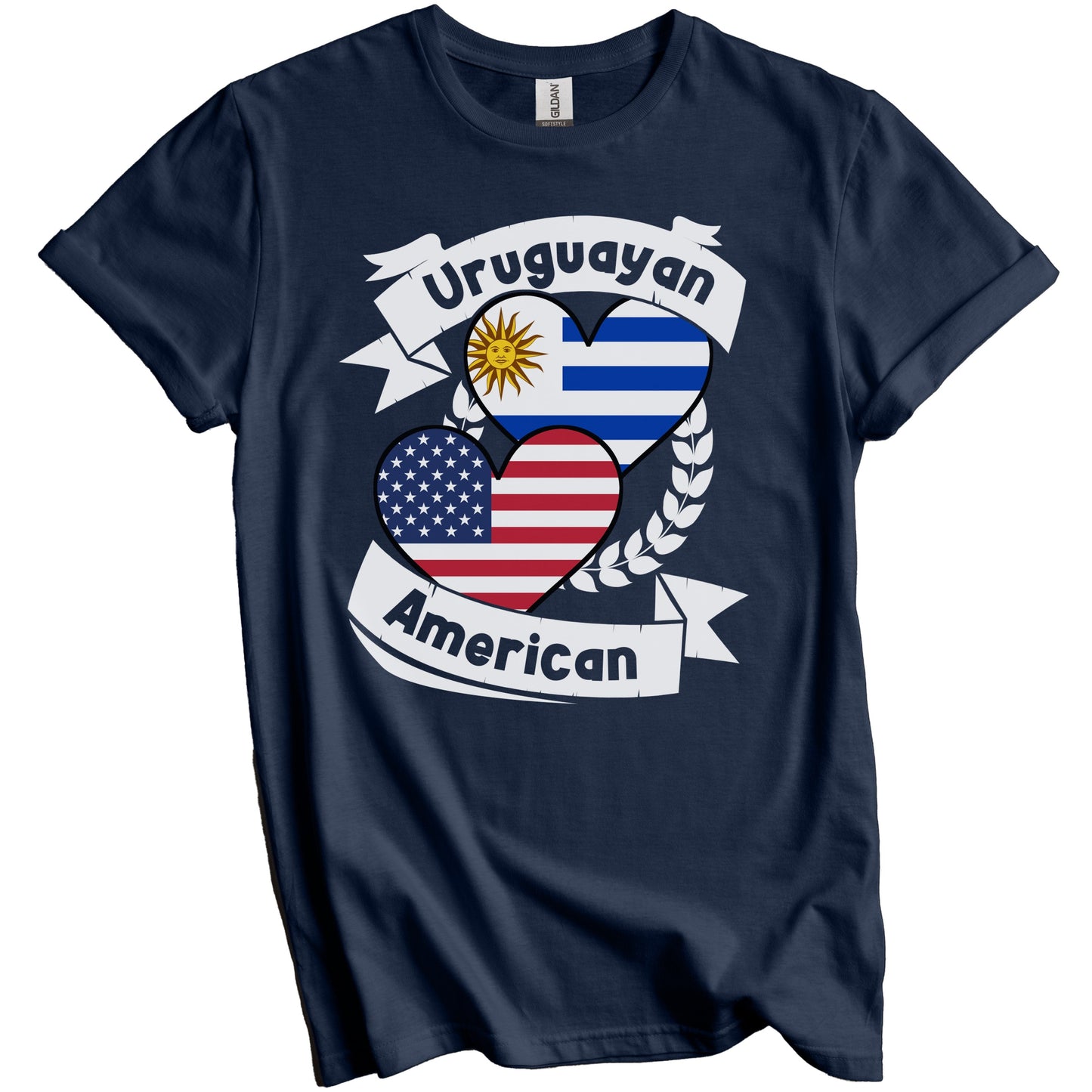 Uruguayan American Hearts USA Flag Uruguay Flag T-Shirt