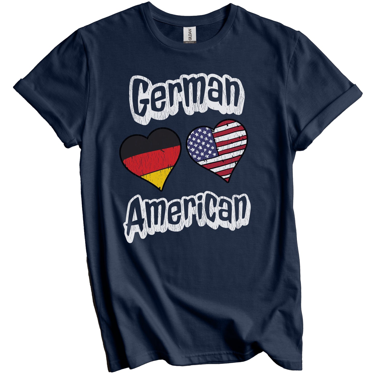 German American Flag Hearts Combo Germany Distressed T-Shirt