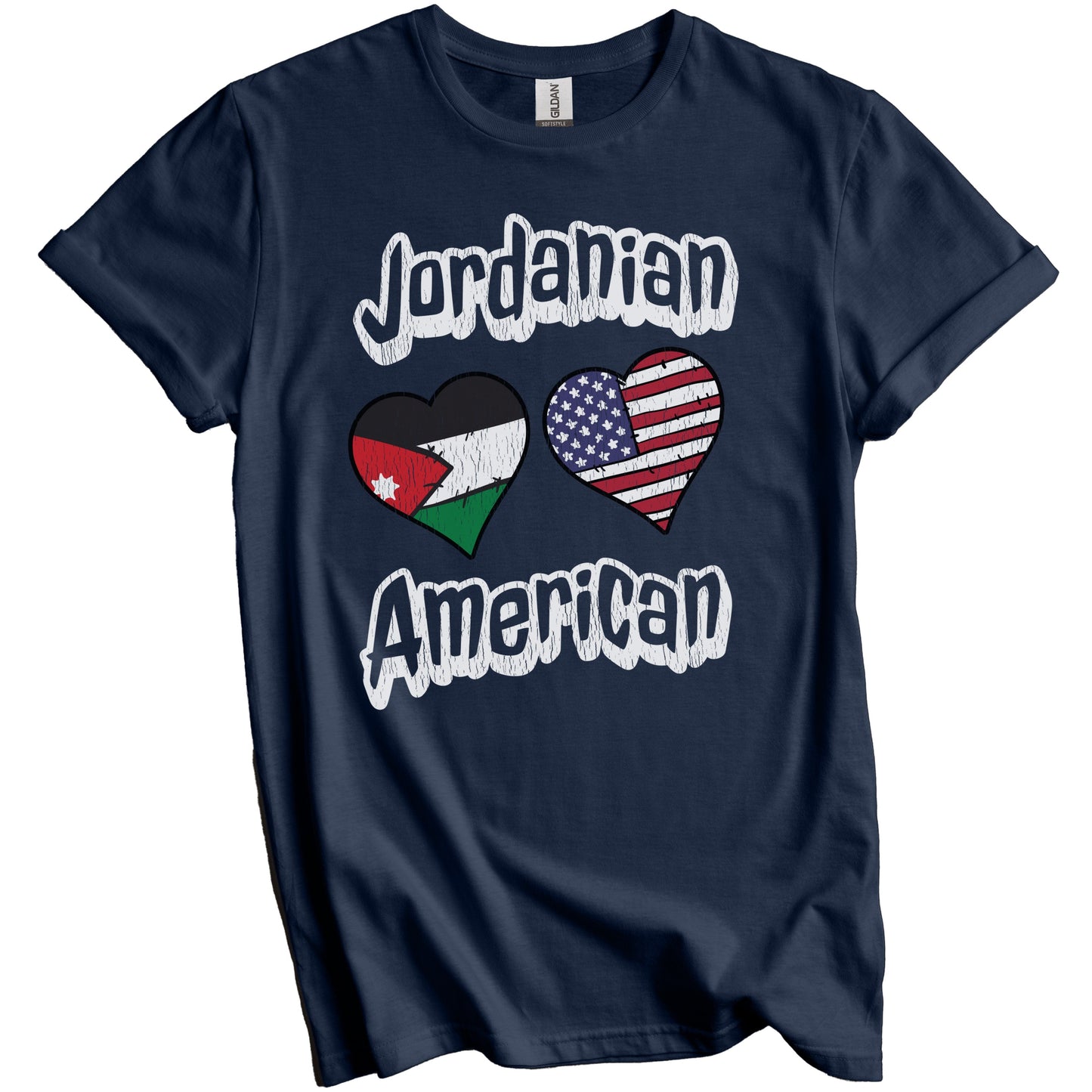 Jordanian American Flag Hearts Combo Jordan Distressed T-Shirt
