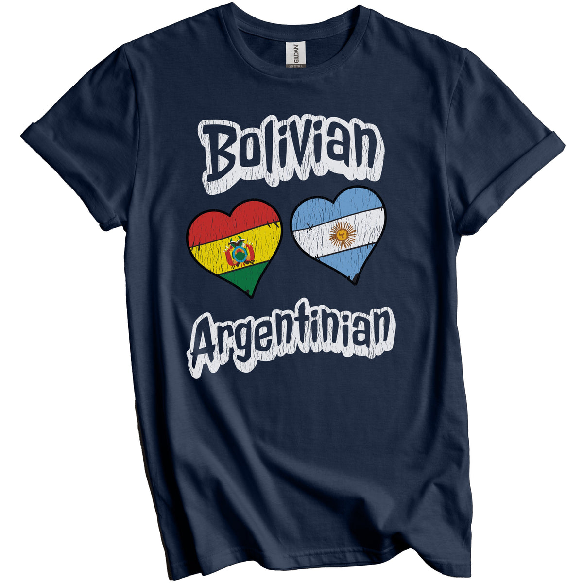 Bolivian Argentinian Flag Heart Combo Bolivia Argentina Distressed T-Shirt