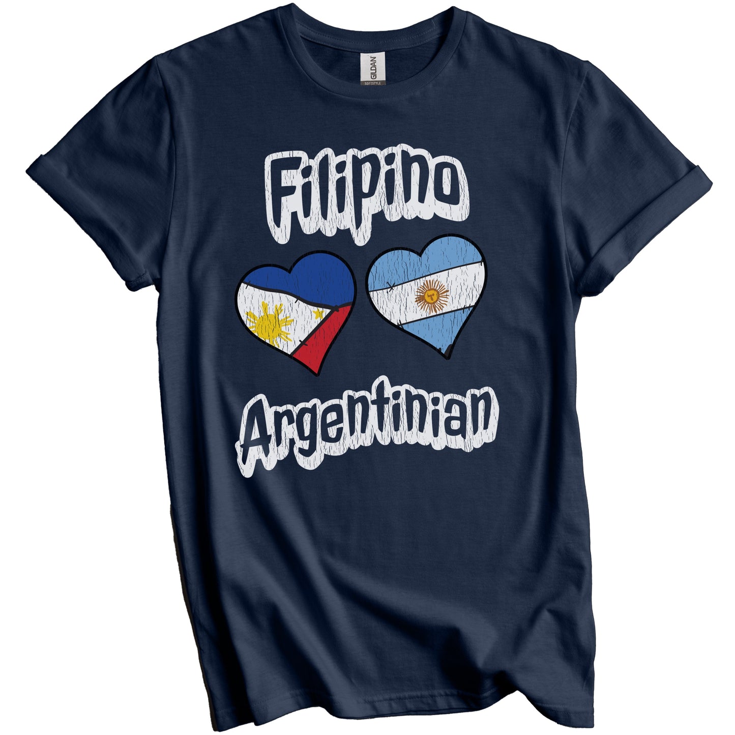 Filipino Argentinian Flag Heart Combo Philippines Argentina Distressed T-Shirt