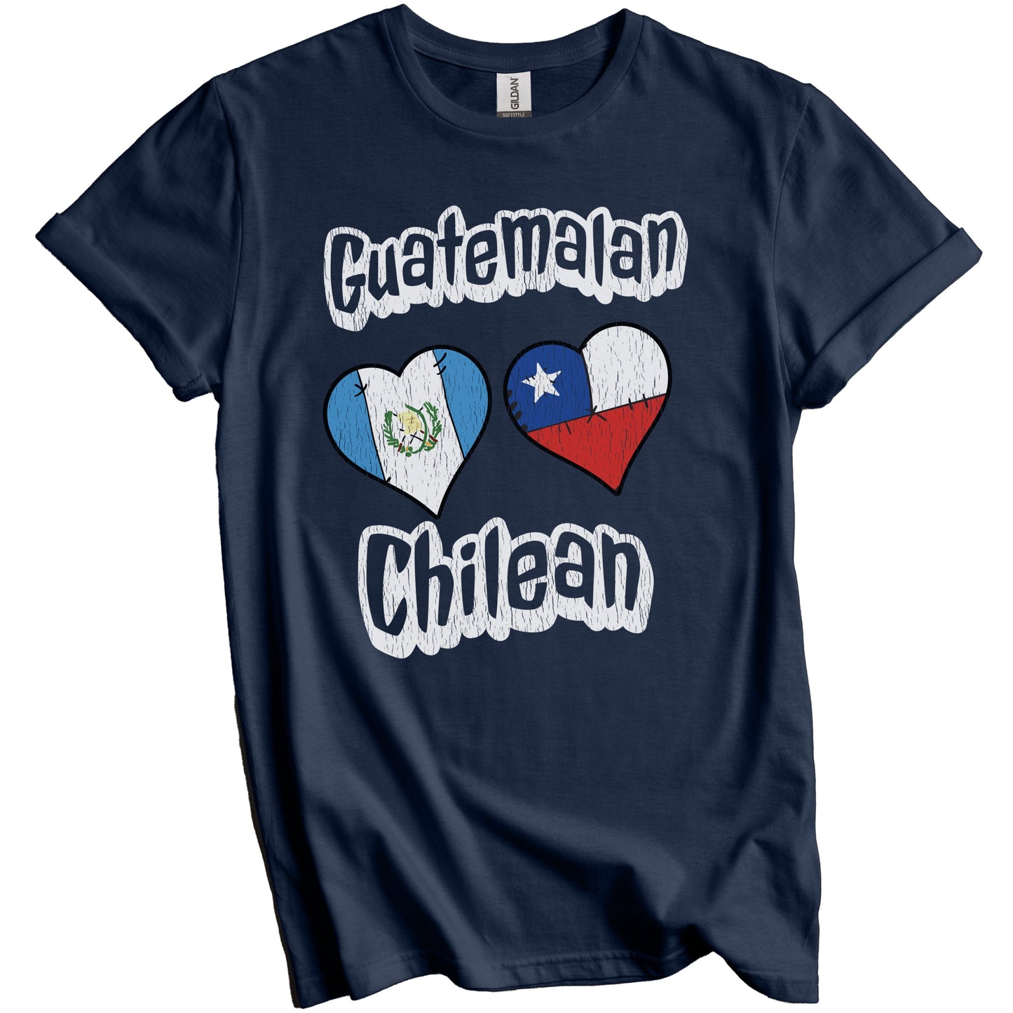 Guatemalan Chilean Flag Heart Combo Guatemala Chile Distressed T-Shirt