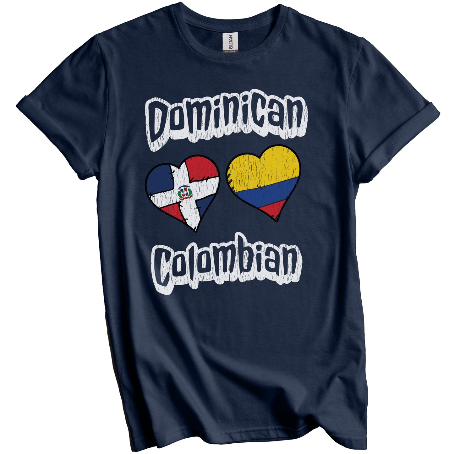 Dominican Colombian Flag Hearts Dominican Republic Colombia Distressed T-Shirt