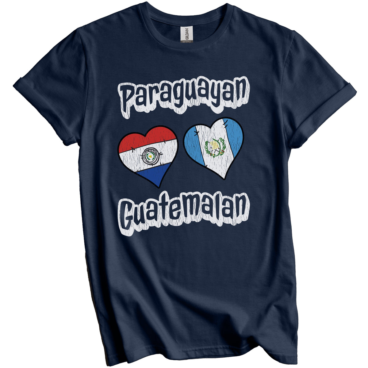 Paraguayan Guatemalan Flag Heart Combo Paraguay Guatemala Distressed T-Shirt