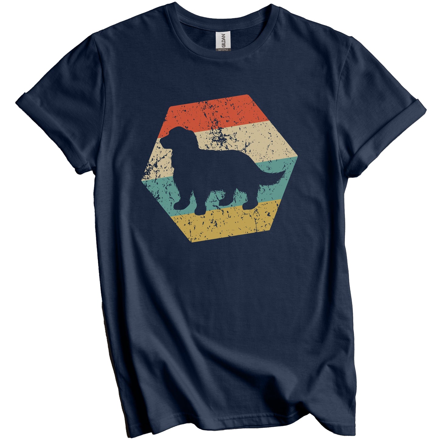 English Springer Spaniel Dog Breed Retro Distressed Hexagon T-Shirt