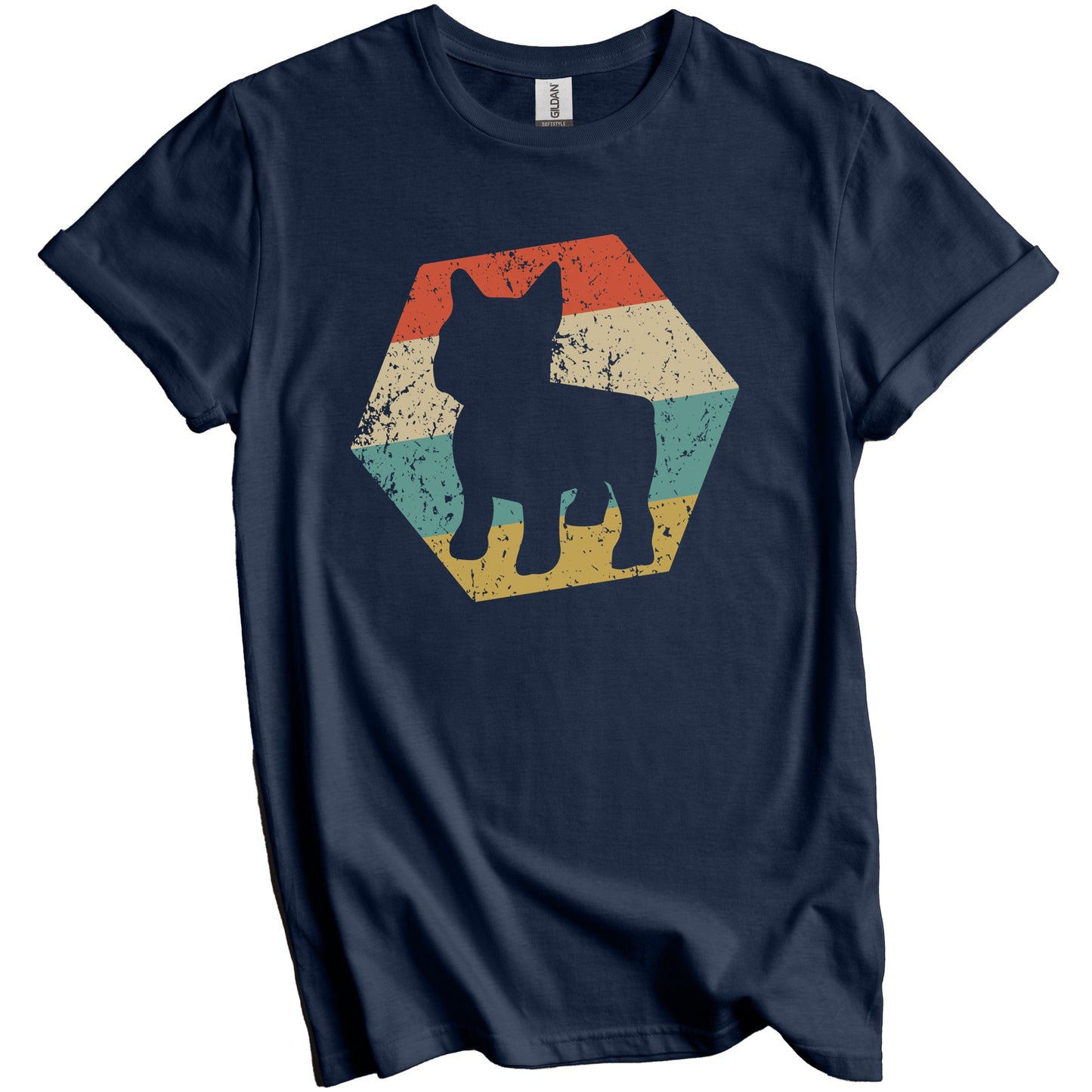 French Bulldog Dog Breed Retro Distressed Hexagon T-Shirt