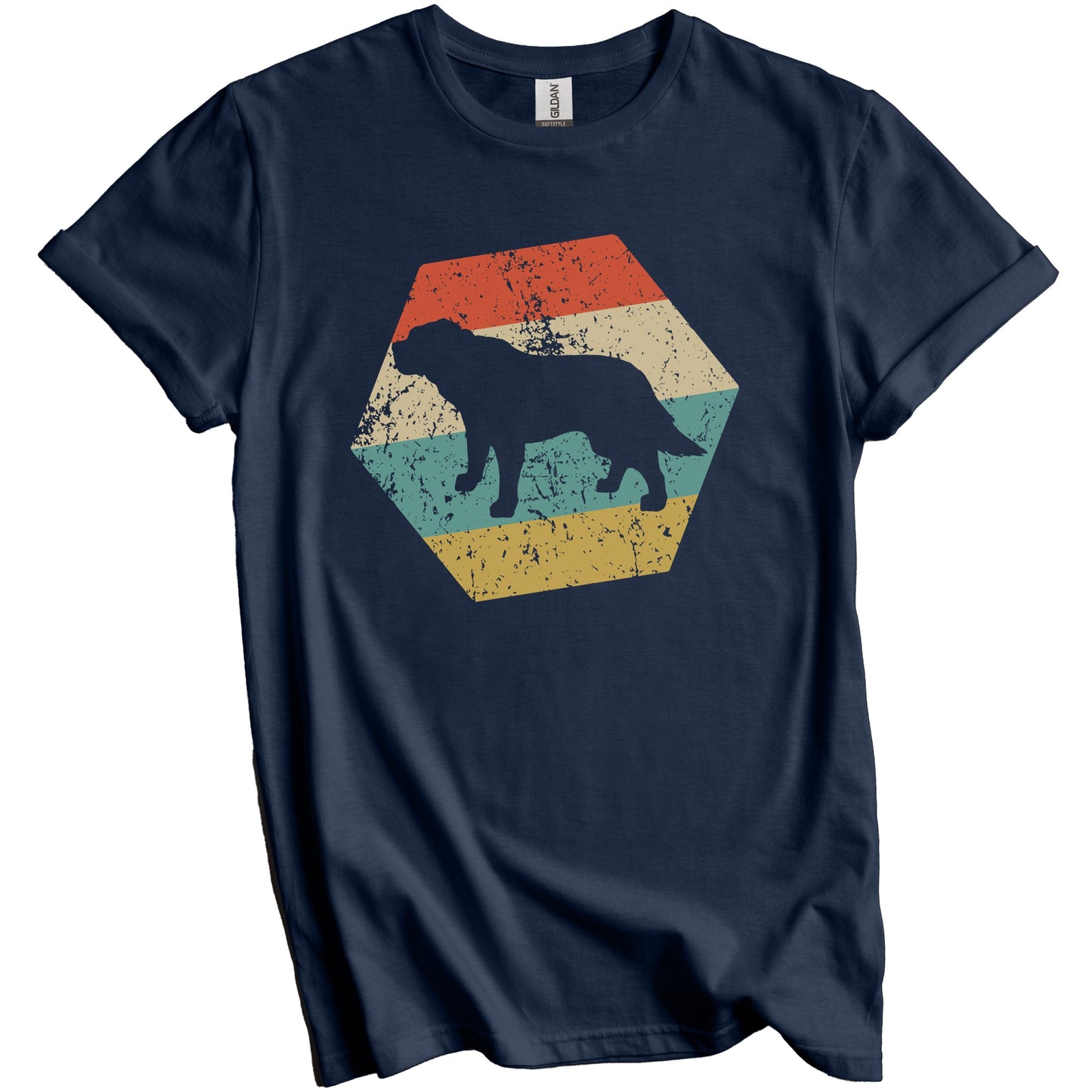 St. Bernard Dog Breed Retro Distressed Hexagon T-Shirt