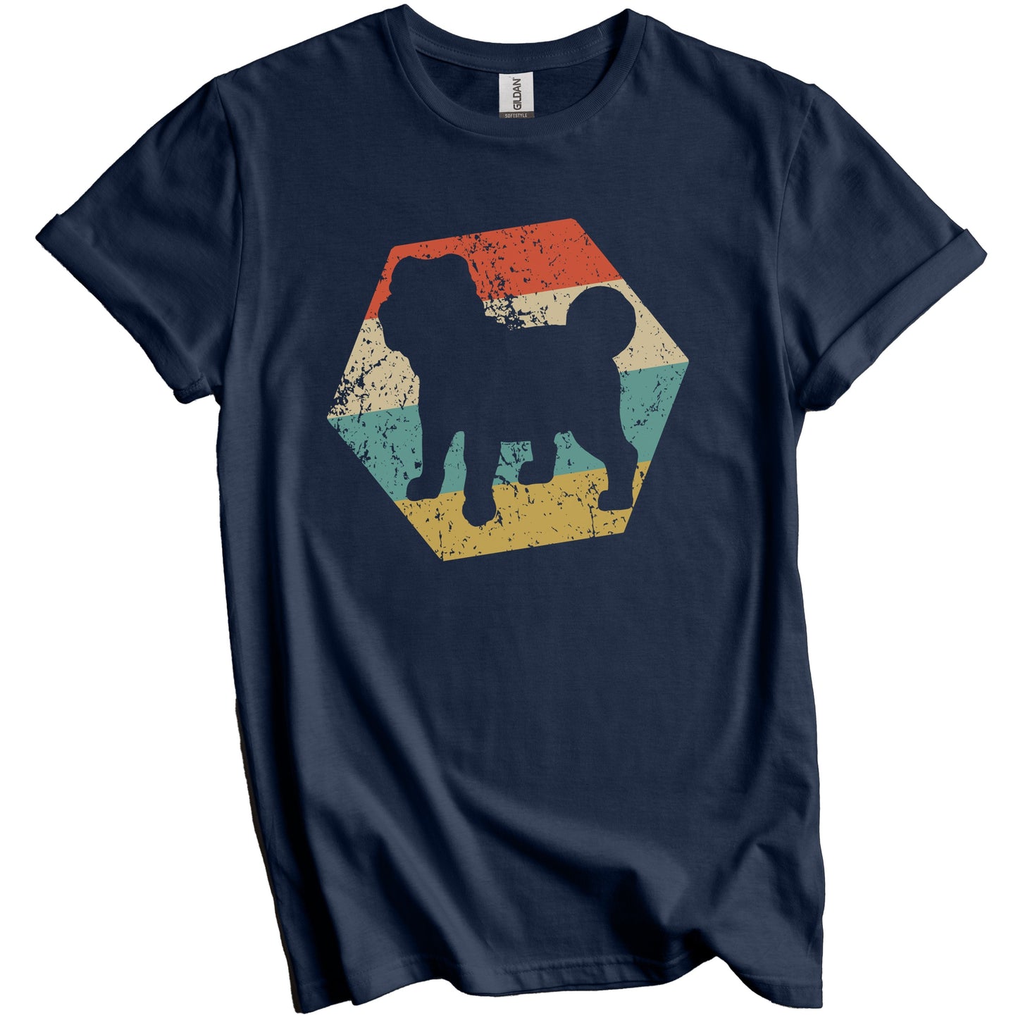 Shar Pei Dog Breed Retro Distressed Hexagon T-Shirt