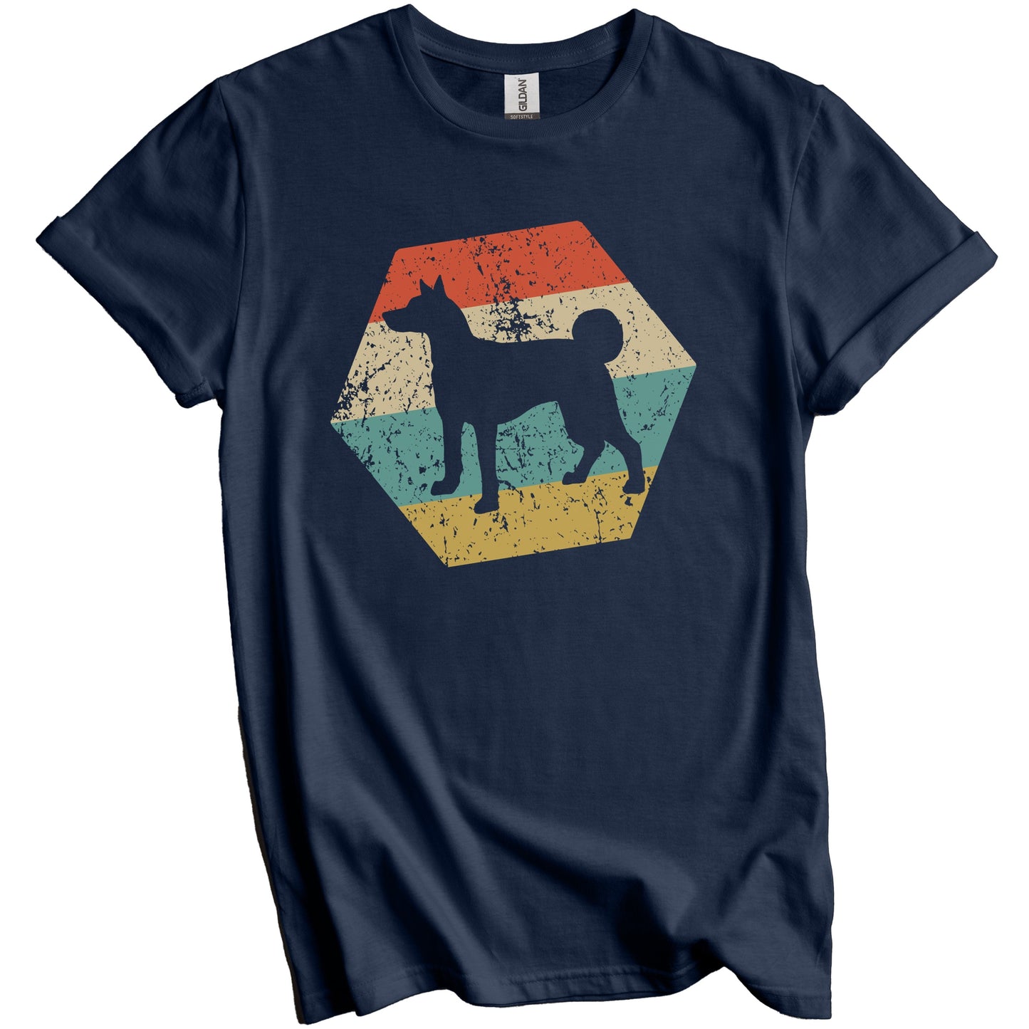 Basenji Dog Breed Retro Distressed Hexagon T-Shirt