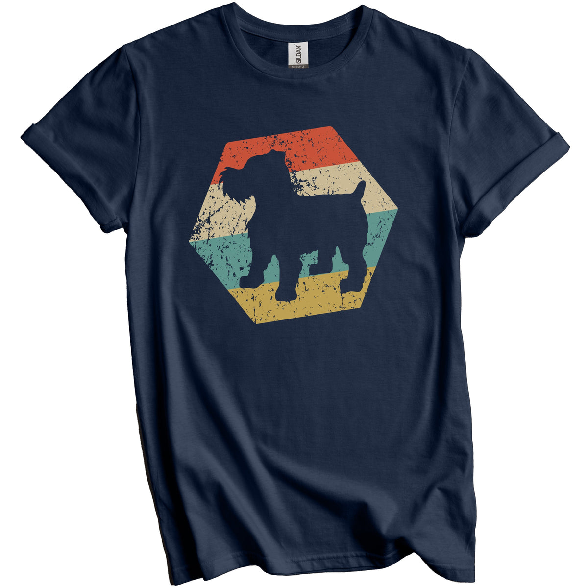 Brussels Griffon Dog Breed Retro Distressed Hexagon T-Shirt