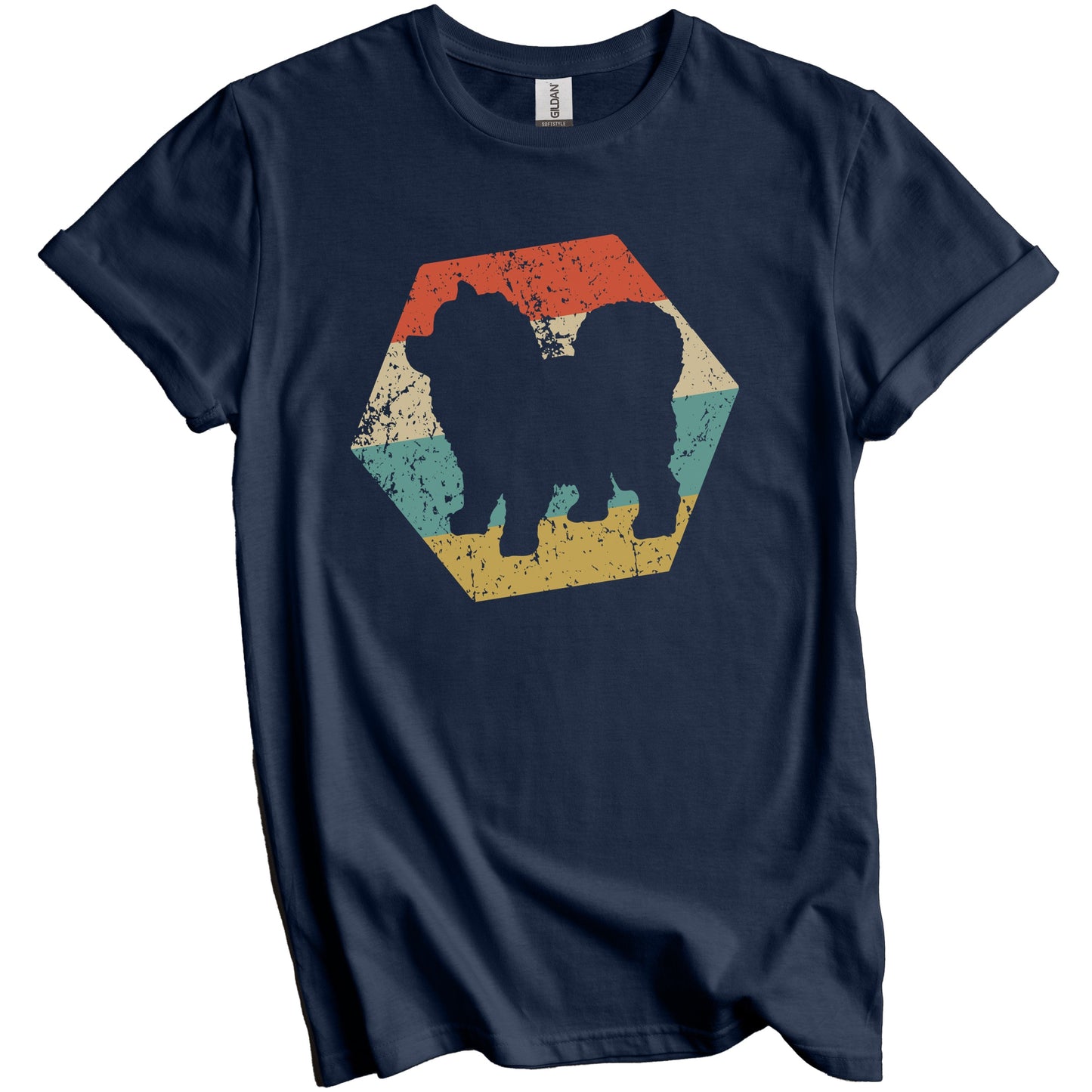 Chow Chow Dog Breed Retro Distressed Hexagon T-Shirt