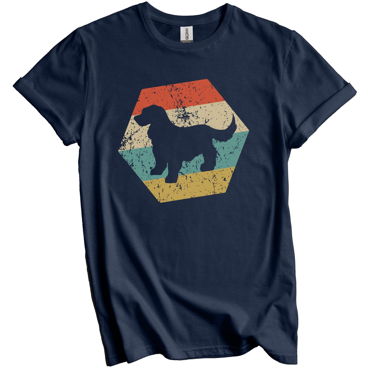 Cocker Spaniel Dog Breed Retro Distressed Hexagon T-Shirt