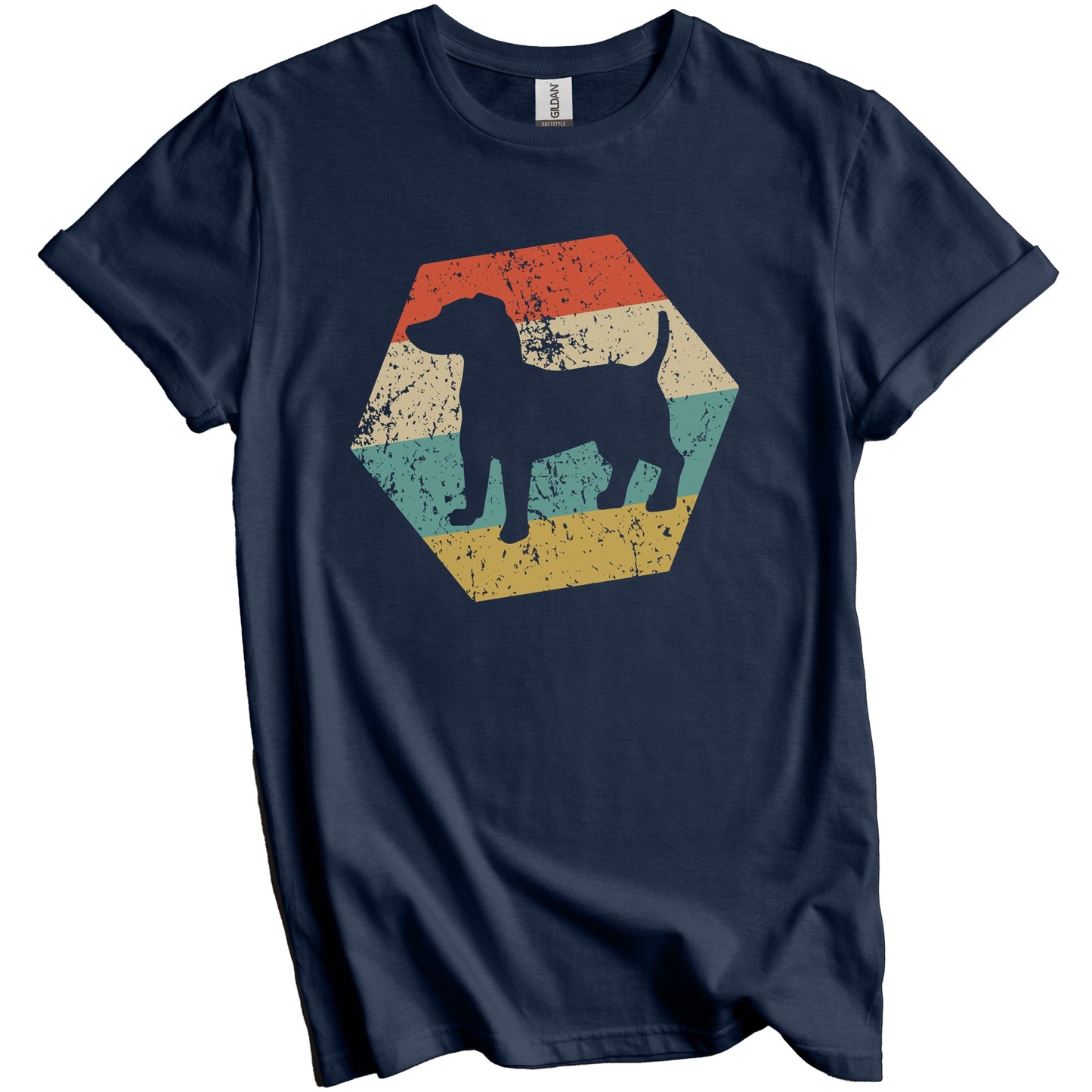 Jack Russell Terrier Dog Breed Retro Distressed Hexagon T-Shirt