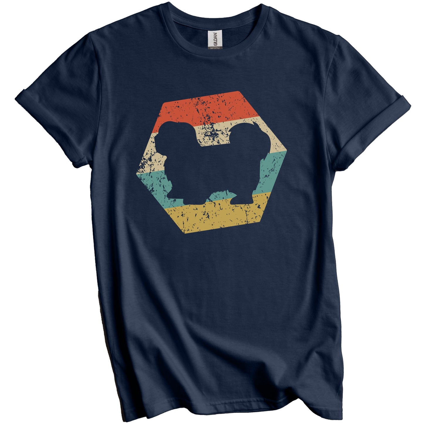 Lhasa Apso Dog Breed Retro Distressed Hexagon T-Shirt