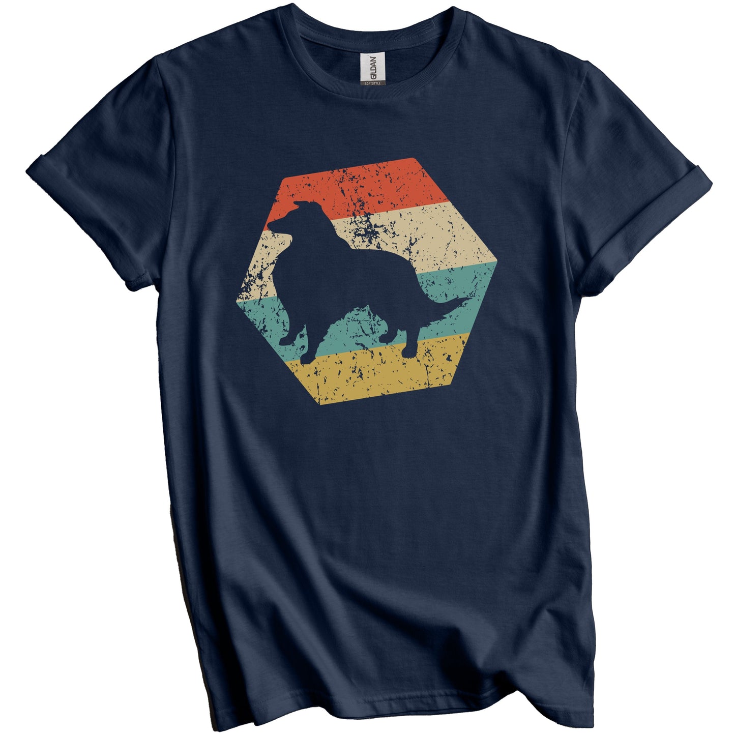 Shetland Sheepdog Dog Breed Retro Distressed Hexagon T-Shirt