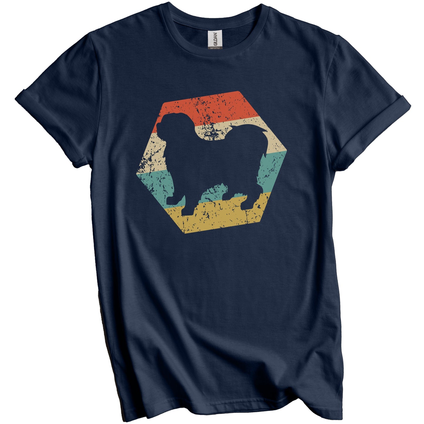 Tibetan Terrier Dog Breed Retro Distressed Hexagon T-Shirt